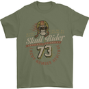 Skull Rider Motorcycle Biker Motorbike Mens T-Shirt Cotton Gildan Military Green