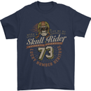 Skull Rider Motorcycle Biker Motorbike Mens T-Shirt Cotton Gildan Navy Blue
