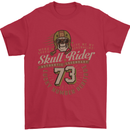 Skull Rider Motorcycle Biker Motorbike Mens T-Shirt Cotton Gildan Red