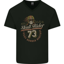 Skull Rider Motorcycle Biker Motorbike Mens V-Neck Cotton T-Shirt Black