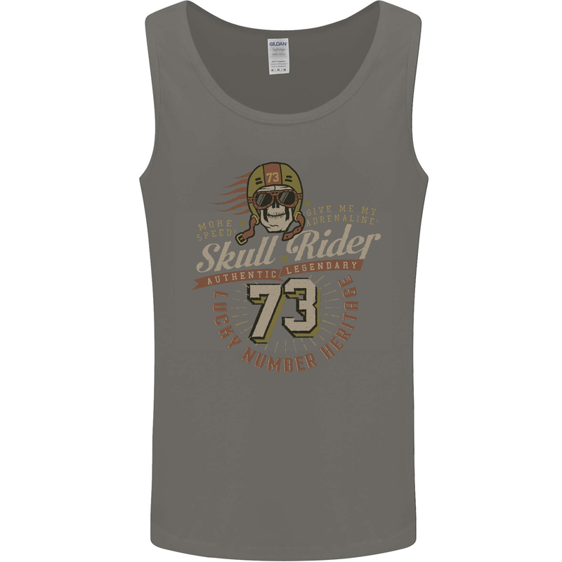 Skull Rider Motorcycle Biker Motorbike Mens Vest Tank Top Charcoal