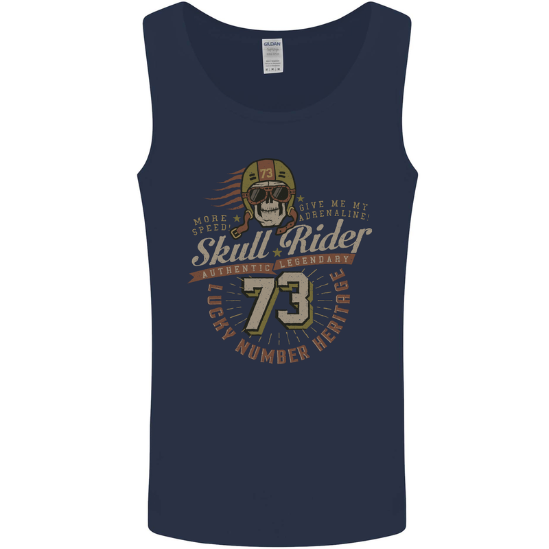 Skull Rider Motorcycle Biker Motorbike Mens Vest Tank Top Navy Blue