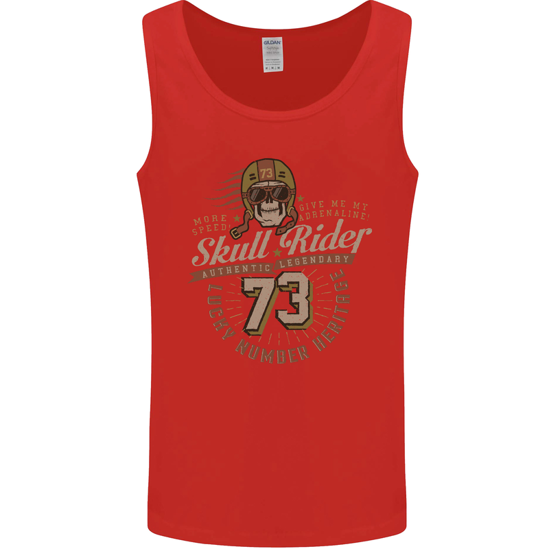 Skull Rider Motorcycle Biker Motorbike Mens Vest Tank Top Red
