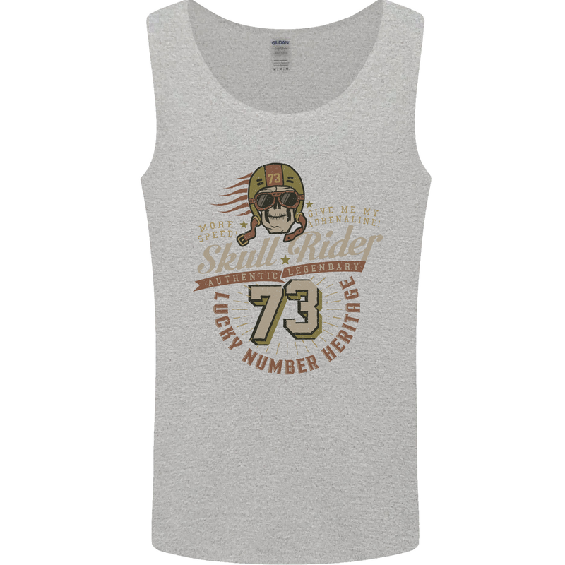 Skull Rider Motorcycle Biker Motorbike Mens Vest Tank Top Sports Grey