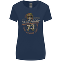Skull Rider Motorcycle Biker Motorbike Womens Wider Cut T-Shirt Navy Blue