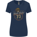 Skull Rider Motorcycle Biker Motorbike Womens Wider Cut T-Shirt Navy Blue
