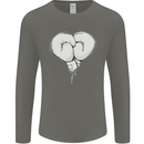 Skull Skeleton Boxing MMA Muay Thai Boxer Mens Long Sleeve T-Shirt Charcoal