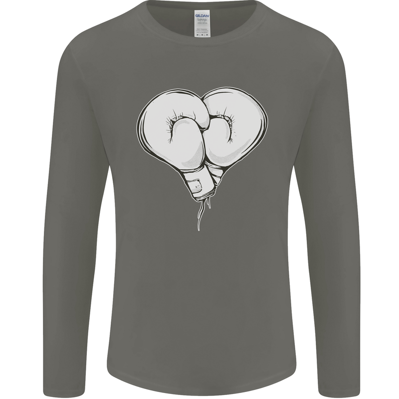 Skull Skeleton Boxing MMA Muay Thai Boxer Mens Long Sleeve T-Shirt Charcoal