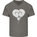 Skull Skeleton Boxing MMA Muay Thai Boxer Mens V-Neck Cotton T-Shirt Charcoal