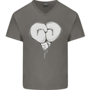 Skull Skeleton Boxing MMA Muay Thai Boxer Mens V-Neck Cotton T-Shirt Charcoal