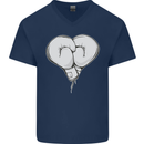 Skull Skeleton Boxing MMA Muay Thai Boxer Mens V-Neck Cotton T-Shirt Navy Blue