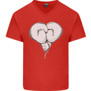 Skull Skeleton Boxing MMA Muay Thai Boxer Mens V-Neck Cotton T-Shirt Red