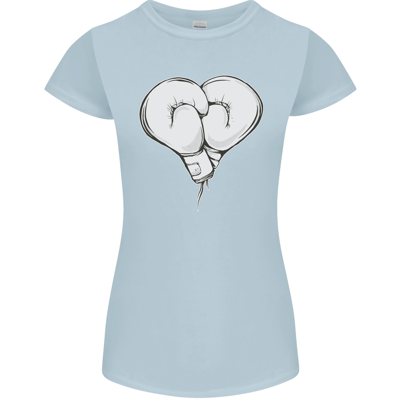 Skull Skeleton Boxing MMA Muay Thai Boxer Womens Petite Cut T-Shirt Light Blue