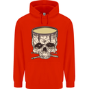 Skull Snare Drum Drummer Drumming Childrens Kids Hoodie Bright Red
