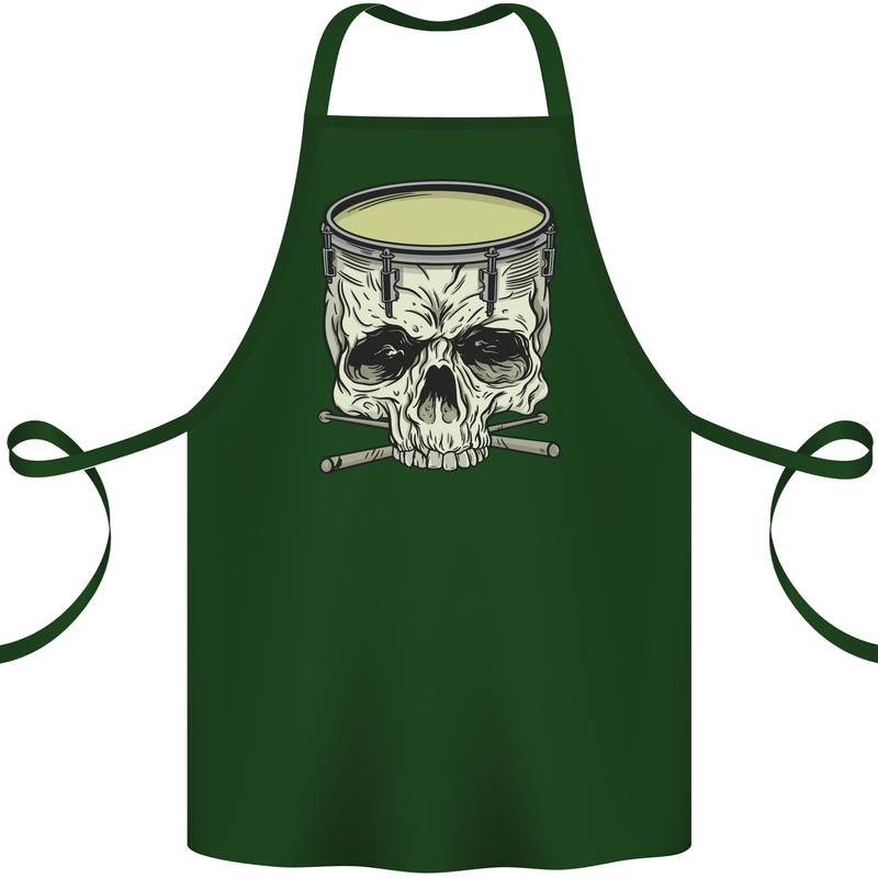 Skull Snare Drum Drummer Drumming Cotton Apron 100% Organic Forest Green