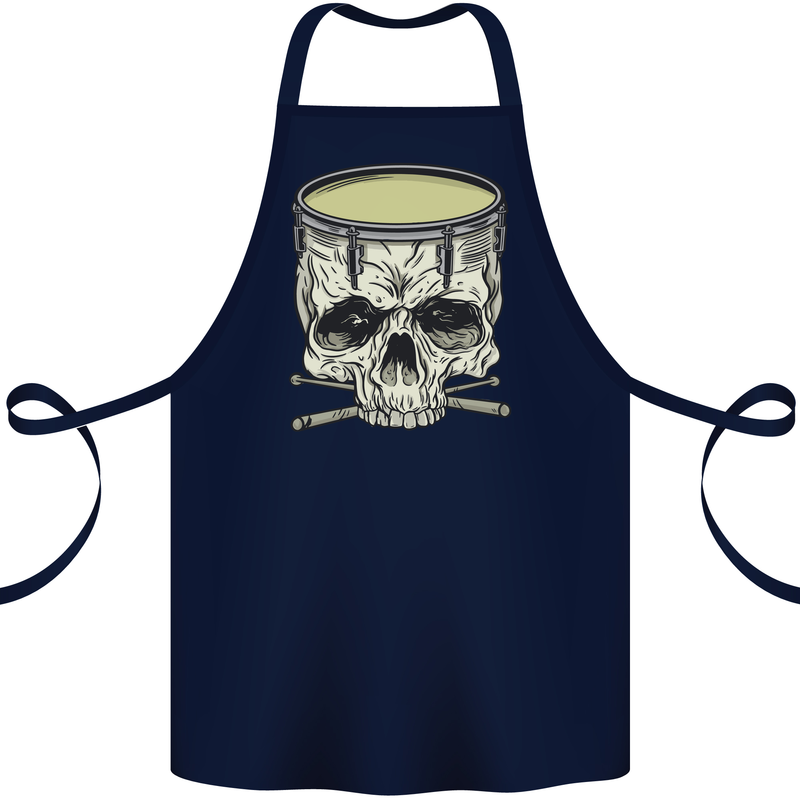 Skull Snare Drum Drummer Drumming Cotton Apron 100% Organic Navy Blue