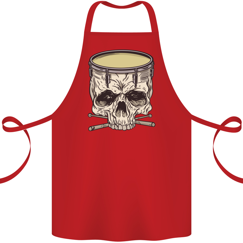 Skull Snare Drum Drummer Drumming Cotton Apron 100% Organic Red