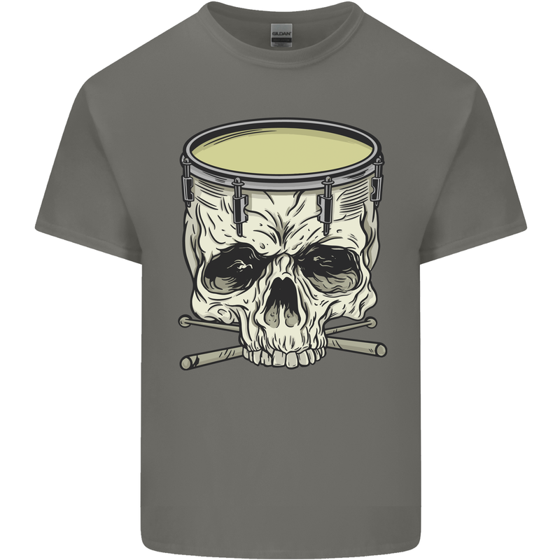 Skull Snare Drum Drummer Drumming Kids T-Shirt Childrens Charcoal