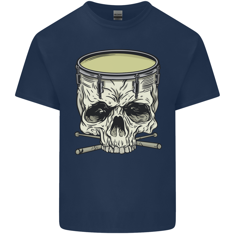Skull Snare Drum Drummer Drumming Kids T-Shirt Childrens Navy Blue