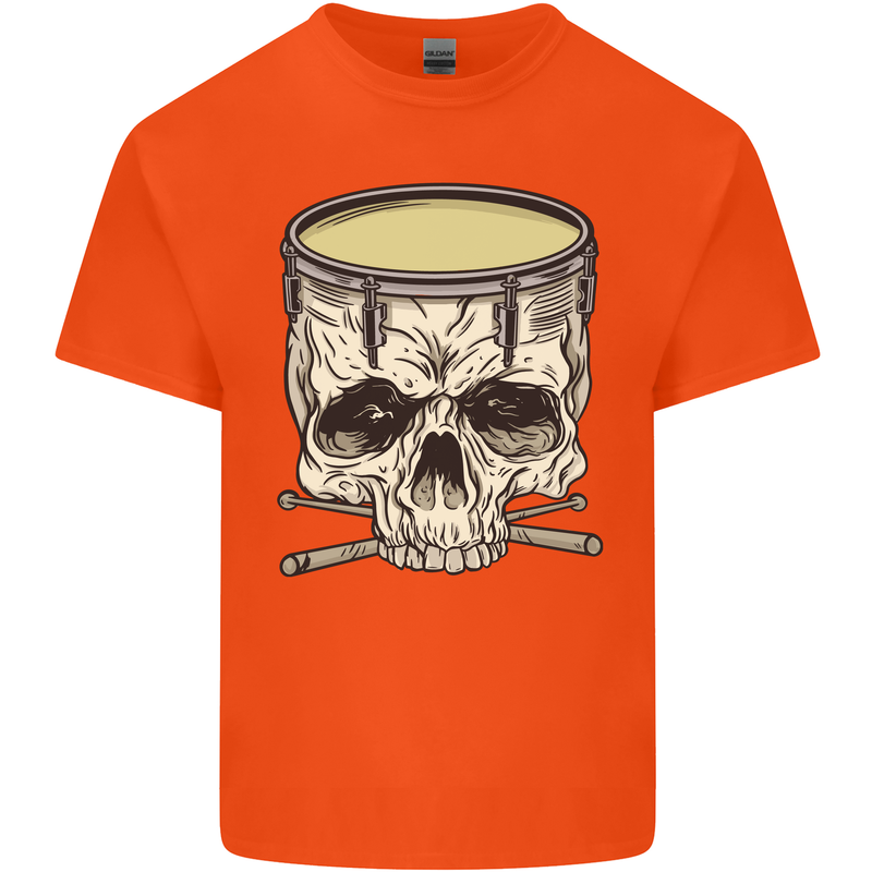 Skull Snare Drum Drummer Drumming Kids T-Shirt Childrens Orange