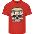 Skull Snare Drum Drummer Drumming Kids T-Shirt Childrens Red