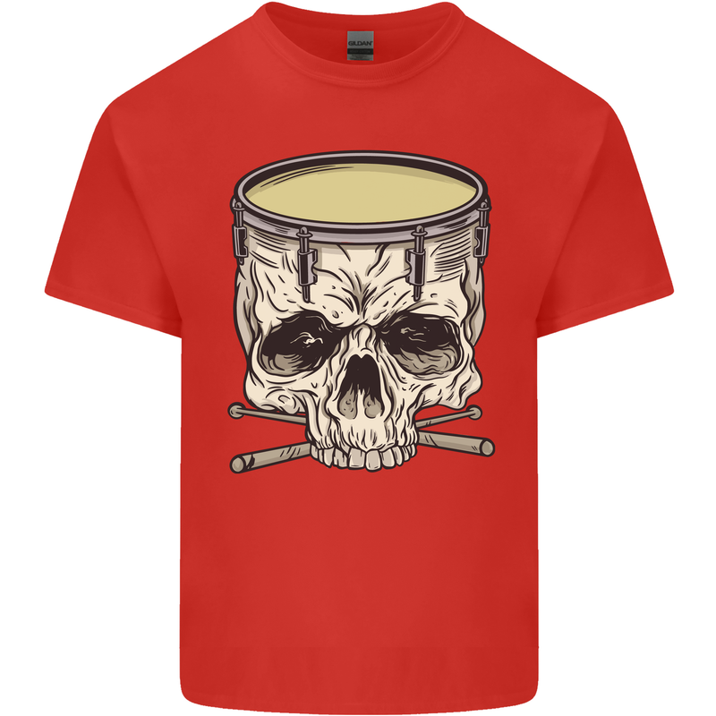 Skull Snare Drum Drummer Drumming Kids T-Shirt Childrens Red