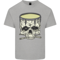 Skull Snare Drum Drummer Drumming Kids T-Shirt Childrens Sports Grey