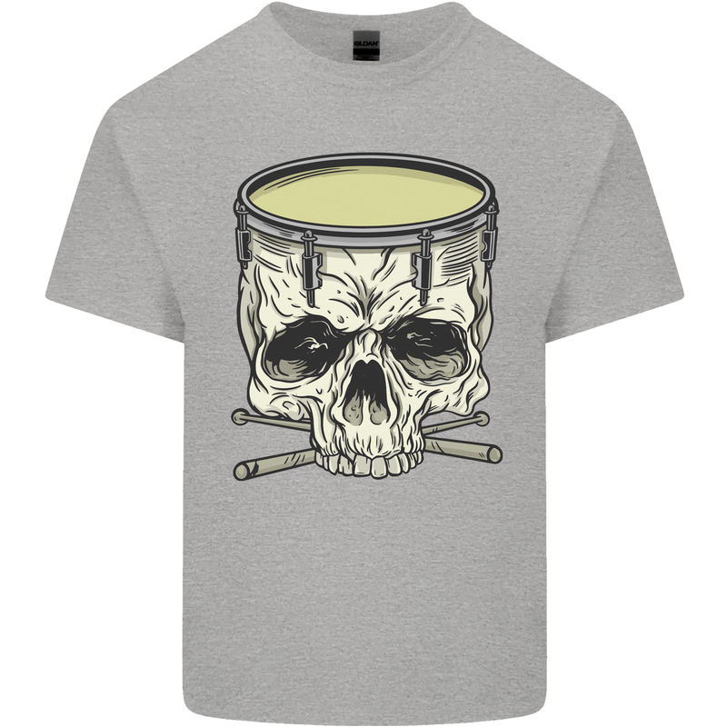 Skull Snare Drum Drummer Drumming Kids T-Shirt Childrens Sports Grey