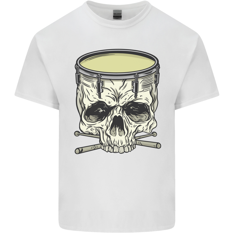 Skull Snare Drum Drummer Drumming Kids T-Shirt Childrens White