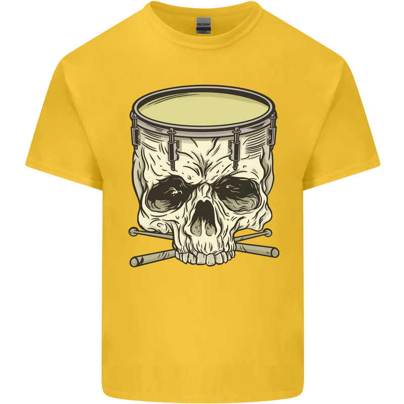 Skull Snare Drum Drummer Drumming Kids T-Shirt Childrens Yellow