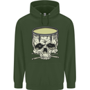 Skull Snare Drum Drummer Drumming Mens 80% Cotton Hoodie Forest Green