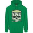 Skull Snare Drum Drummer Drumming Mens 80% Cotton Hoodie Irish Green