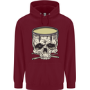 Skull Snare Drum Drummer Drumming Mens 80% Cotton Hoodie Maroon