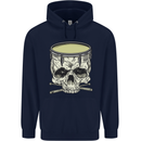 Skull Snare Drum Drummer Drumming Mens 80% Cotton Hoodie Navy Blue