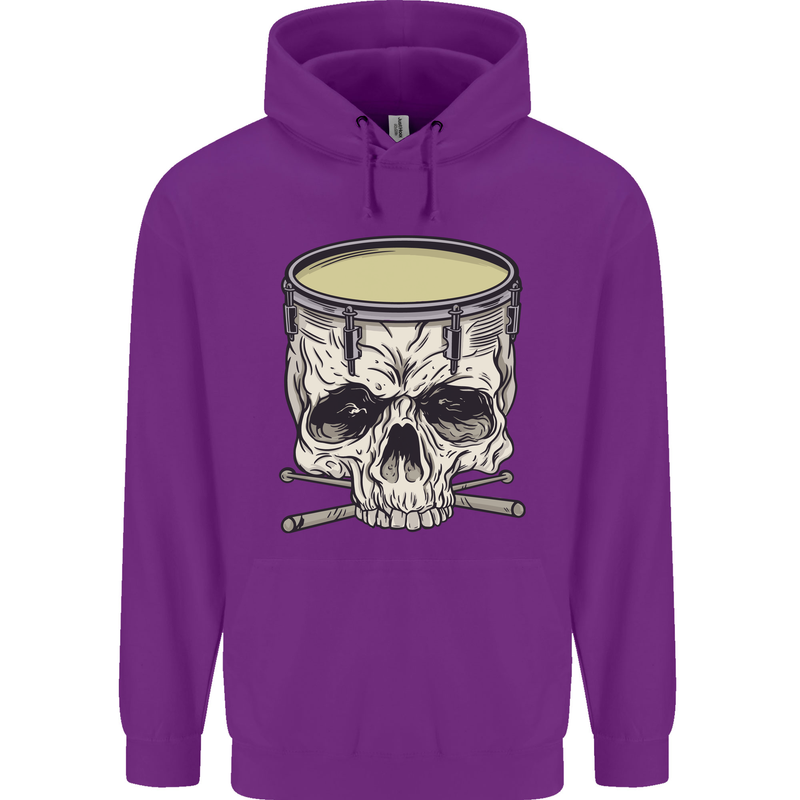 Skull Snare Drum Drummer Drumming Mens 80% Cotton Hoodie Purple