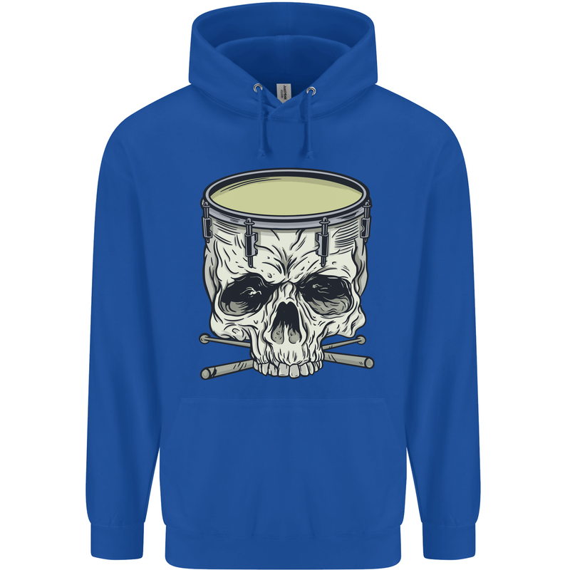 Skull Snare Drum Drummer Drumming Mens 80% Cotton Hoodie Royal Blue