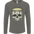 Skull Snare Drum Drummer Drumming Mens Long Sleeve T-Shirt Charcoal