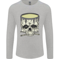 Skull Snare Drum Drummer Drumming Mens Long Sleeve T-Shirt Sports Grey