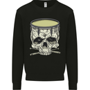 Skull Snare Drum Drummer Drumming Mens Sweatshirt Jumper Black