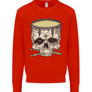 Skull Snare Drum Drummer Drumming Mens Sweatshirt Jumper Bright Red