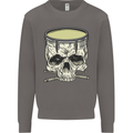 Skull Snare Drum Drummer Drumming Mens Sweatshirt Jumper Charcoal