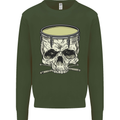 Skull Snare Drum Drummer Drumming Mens Sweatshirt Jumper Forest Green