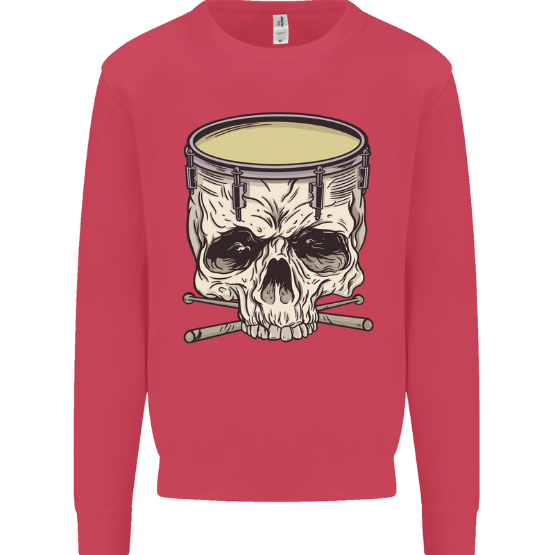Skull Snare Drum Drummer Drumming Mens Sweatshirt Jumper Heliconia
