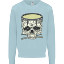 Skull Snare Drum Drummer Drumming Mens Sweatshirt Jumper Light Blue