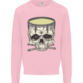 Skull Snare Drum Drummer Drumming Mens Sweatshirt Jumper Light Pink