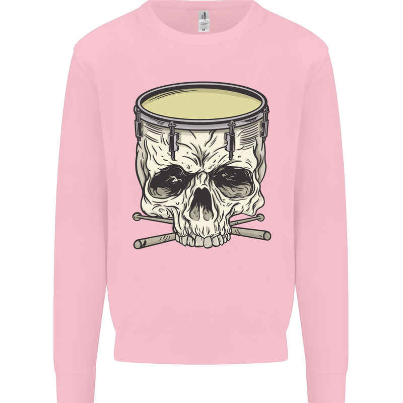 Skull Snare Drum Drummer Drumming Mens Sweatshirt Jumper Light Pink