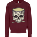 Skull Snare Drum Drummer Drumming Mens Sweatshirt Jumper Maroon