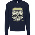 Skull Snare Drum Drummer Drumming Mens Sweatshirt Jumper Navy Blue