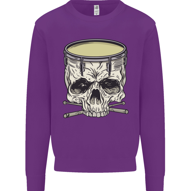 Skull Snare Drum Drummer Drumming Mens Sweatshirt Jumper Purple