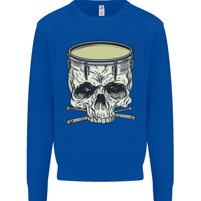 Skull Snare Drum Drummer Drumming Mens Sweatshirt Jumper Royal Blue